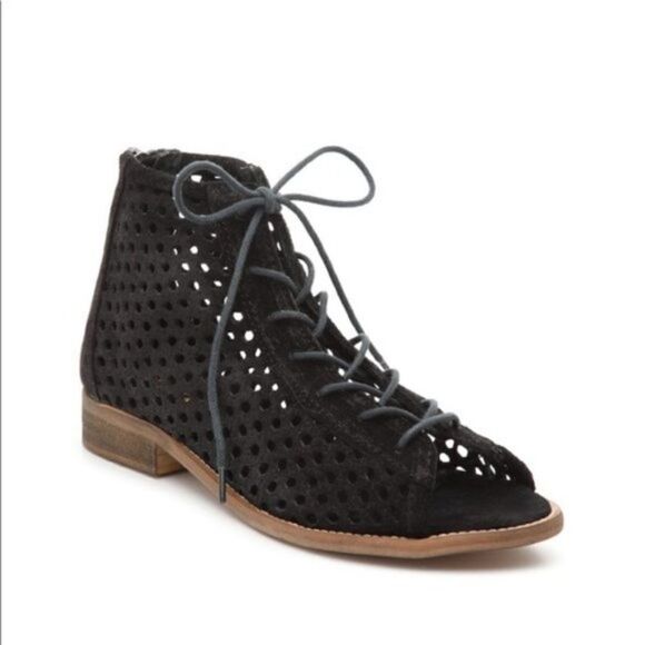 Black Laser Cut Booties - Picture 1 of 8